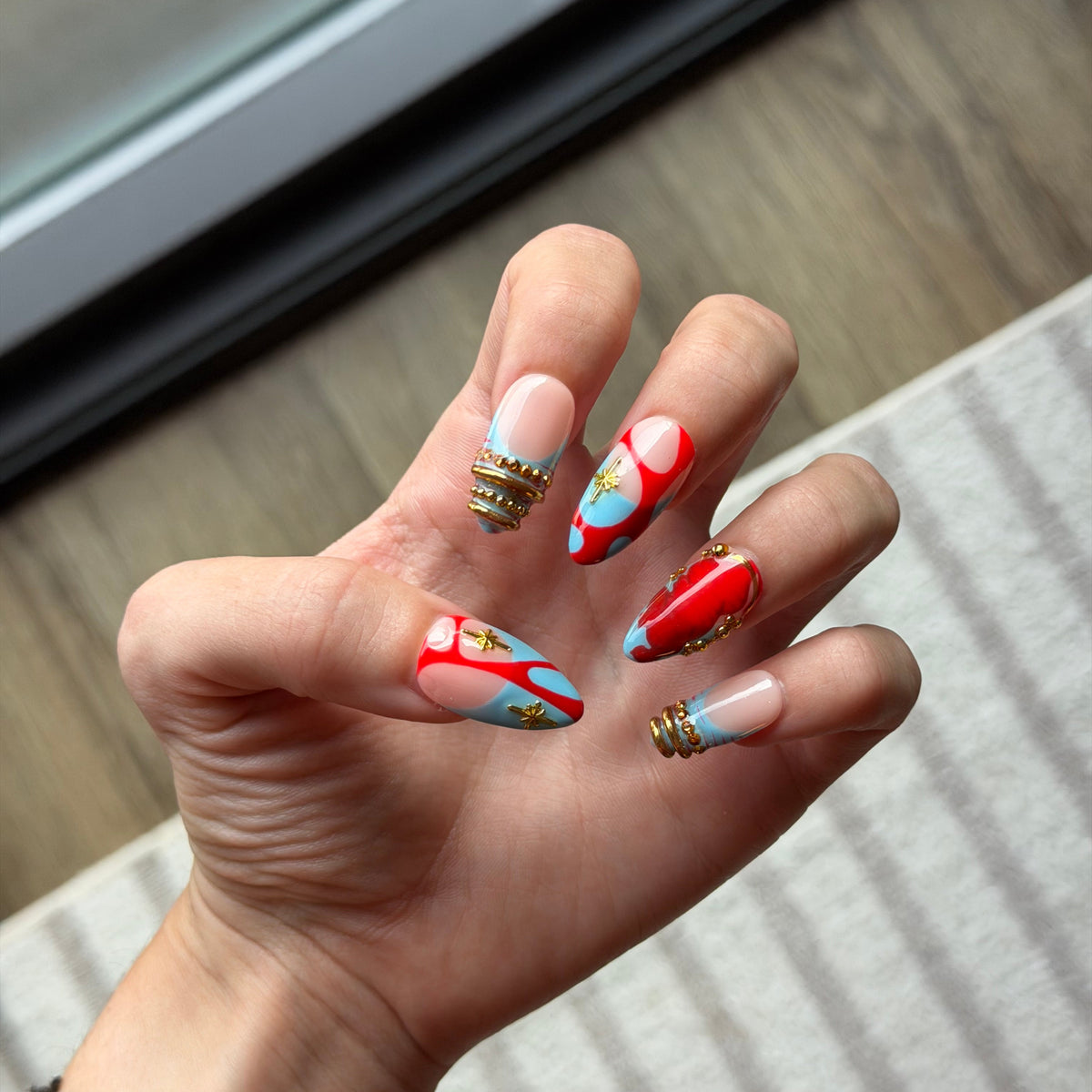 Red, Stripes, and Blue Nail Set