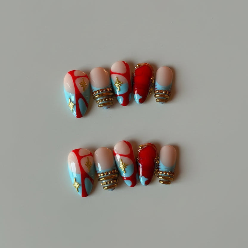 Red, Stripes, and Blue Nail Set